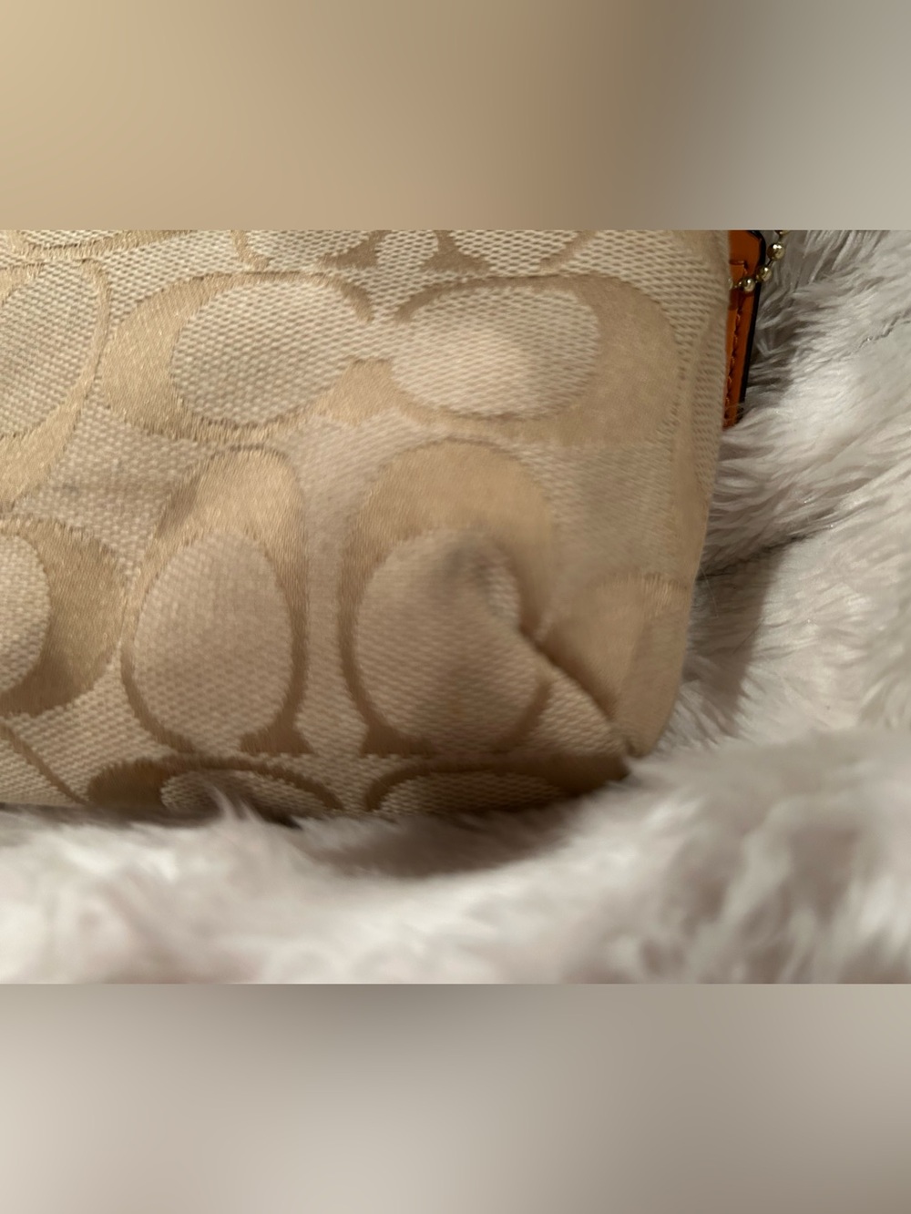 Tan and Cream Signature Coach Wristlet with Turnlock - Picture 5 of 7